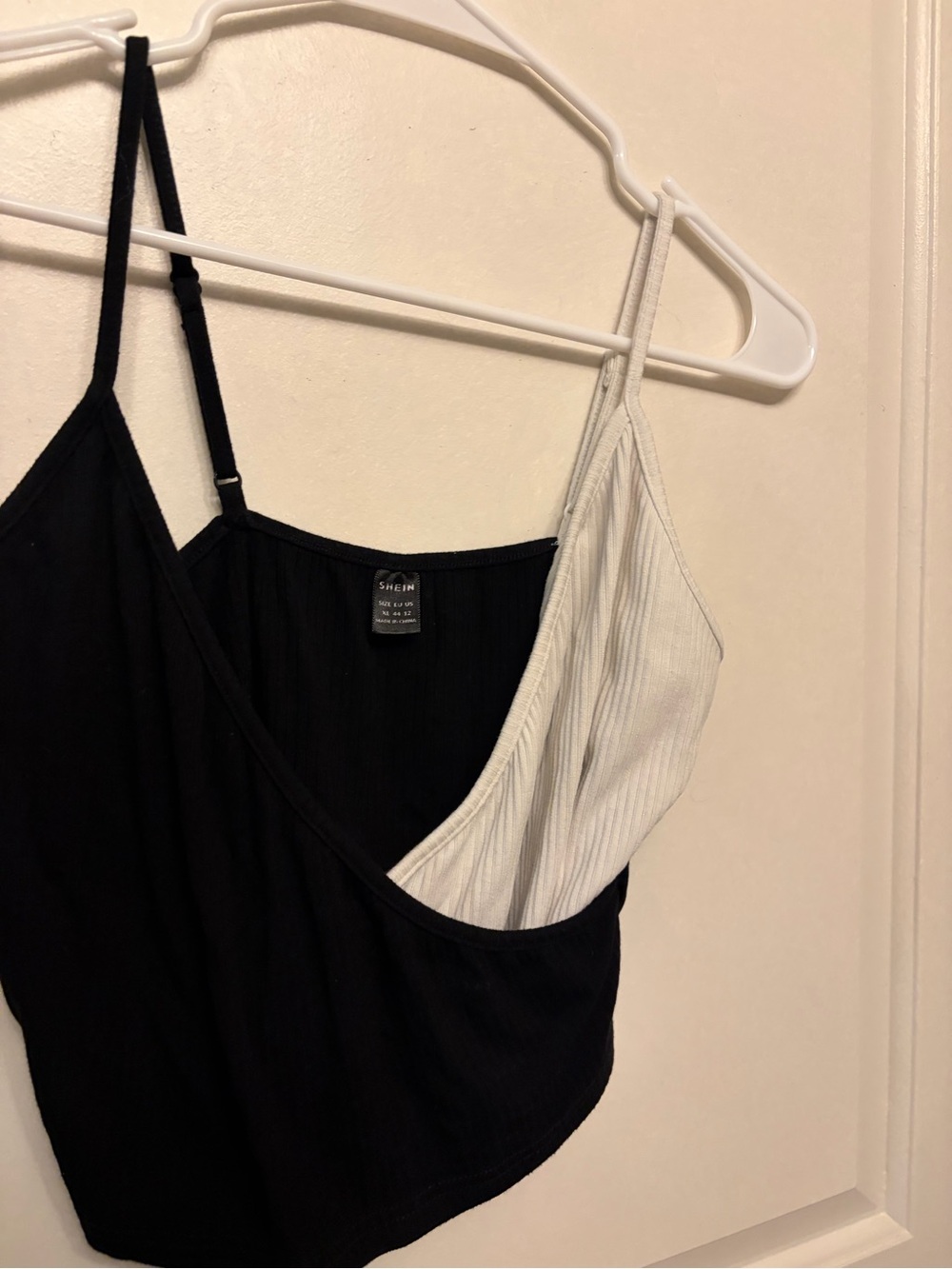 SHEIN Black & White Ribbed Colorblock Tank Top